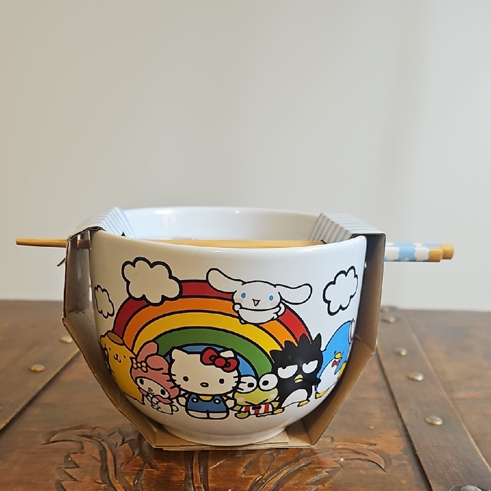 Silver Buffalo Sanrio Hello Kitty and Friends Rainbow Ceramic Ramen Rice Bowl
